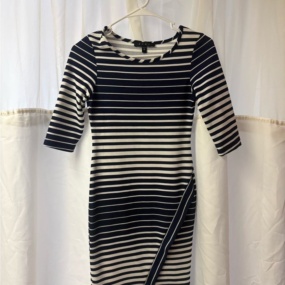 Striped Navy and White Bodycon Dress